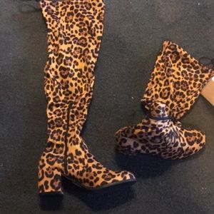 Rue 21 over the knee leopard boots sz 10